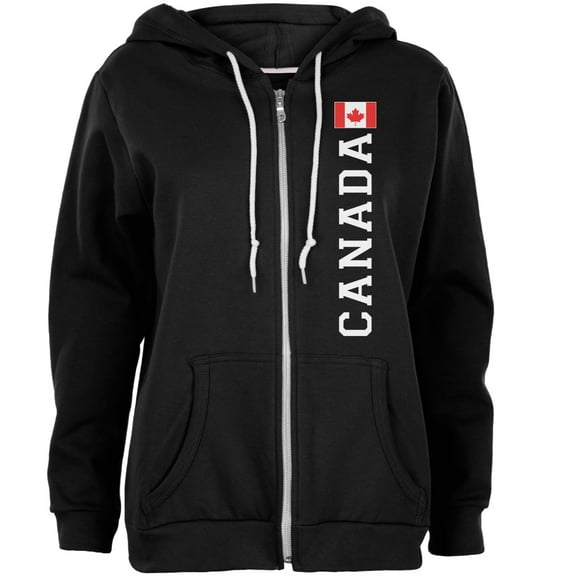 Old Glory Womens Canada Flag World Cup Full Zip Long Sleeve Graphic Hoodie