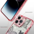 thumbnail image 2 of Magnetic for iPhone 14 Case 6.1", Cute Butterfly Pattern, Glitter Bling Diamond Edge Sparkly Cover Screen Protector Gradient Phone Case Camera Protection for Girls Women -Pink, 2 of 11