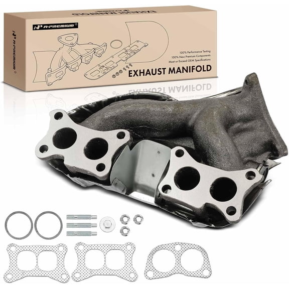 A-Premium Engine Exhaust Manifold Kit W/Gaskets & Studs & Nuts & Heat Shield [2.4L] Compatible with Nissan Pickup 1995-1997, D21 1990-1994
