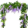 thumbnail image 1 of 2 Piezas de 7 Pies / Vid Glicina Artificial, Guirnalda Flores Glicina, Colgantes RatáN para Ceremonia Al Aire Libre, PúRpura, 1 of 5