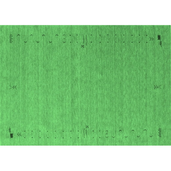 Ahgly Company Indoor Rectangle Abstract Emerald Green Contemporary Area Rugs, 2' x 5'