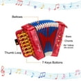 thumbnail image 3 of Acordeón Uxcell 7 Teclas Acordeón de Botón de Bajo Mini Instrumento Musical Rojo, 3 of 6