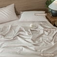 thumbnail image 3 of MooMee Striped Duvet Cover Set Full 100% Washed Cotton Linen Like Textured Breathable 3-Piece (Orange& White Pinstripes), 3 of 8