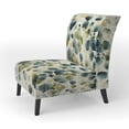 thumbnail image 3 of Designart "Blue Green Botanical gracefulness" Blue Abstract Upholstered Accent Chair - Modern Arm Chair For Bedroom, 3 of 7