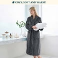 thumbnail image 5 of PAVILIA Plush Fleece Robe for Women, Soft Cozy Long Bathrobe with Satin Waffle Trim, Warm Lightweight Spa Robe, Housecoat with Pockets & Tie Belt, Gray, S/M, 5 of 10