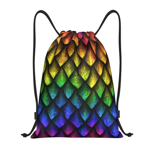Fotbe Dragon Scales Bolsa Mochila con Cordón Estampada, Bolsa de Gimnasio Deportiva, Bolsa Cinch, Bolsa con Cordón para Hombres y Mujeres-Small