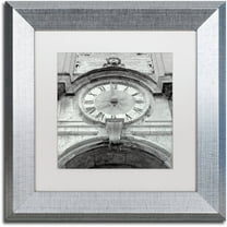 Trademark Fine Art "Il Grande Ororlogio I" Canvas Art by Alan Blaustein, White Matte, Silver Frame