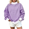 thumbnail image 5 of Women Oversized Sweatshirt Striped Mock Neck Long Sleeve Pullover Shirt Fall Winter Lounge Tops Women's Casual Pullover Comfortable Top, 5 of 7