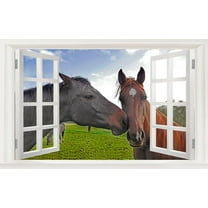 3D Wall Murals Art Decals Decorator-Loving Horses(22" X 14")