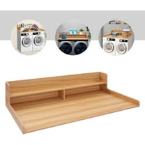 Washer Dryer Countertop with Shelf, Laundry Countertops with Edge Rails Laundry Machine Wooden Top Washing Machine Countertop Cover for Bathroom