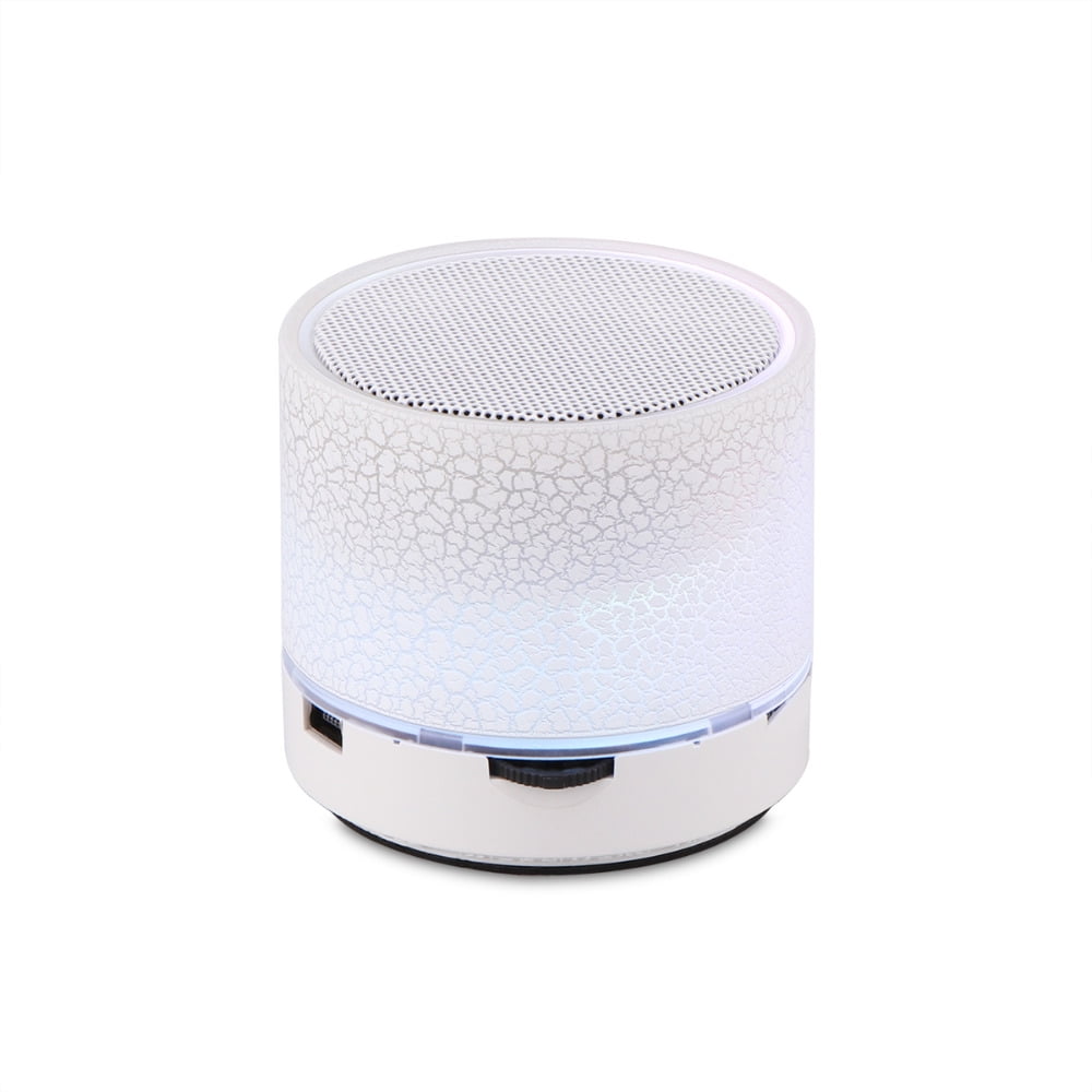 Portable Bluetooth Mini Speaker Colorful LED Light Support USB and TF card White