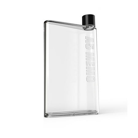 JPGIF Water Bottle Clear Book Portable Paper Pad Water Bottle Flat Drinks Cup BK