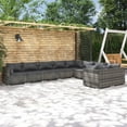 thumbnail image 1 of vidaXL 9 Piece Garden Lounge Set with Cushions Poly Rattan Grey, 1 of 4
