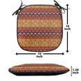 thumbnail image 5 of Tribal Chair Seating Cushion Set of 12, Maya Inspired Horizontal Esoteric Latin Inspired Geometric Pattern Print, Seat Pads for Office with Anti-slip Backing, 16"x16", Ruby Apricot, by Ambesonne, 5 of 7