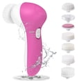 thumbnail image 4 of FELTECHELECTR Masajeador facial portátil, impermeable, 7 en 1, para el cuidado de la piel (rojo rosa), 4 of 6