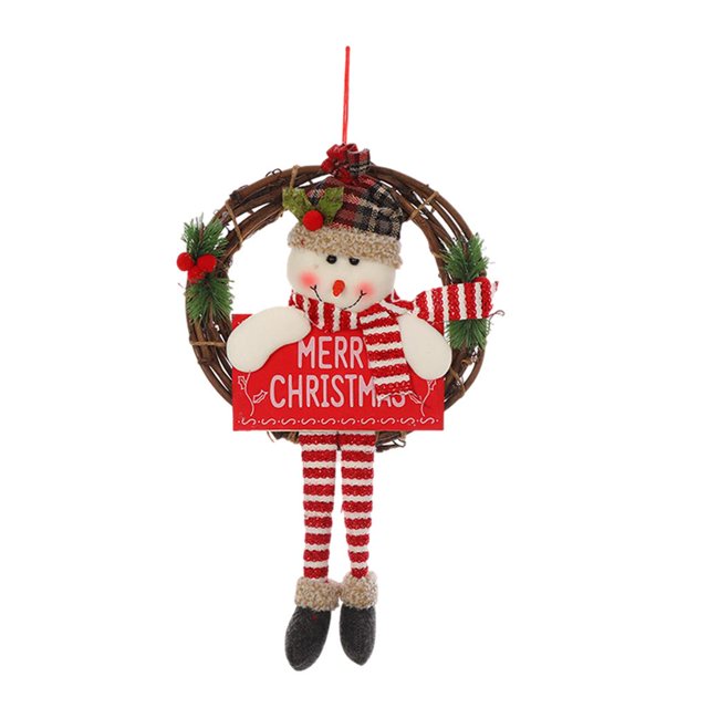 Navidad puerta pared colgante ornamento regalos de dibujos animados muñeca colgando decoración con linda de ratán de piernas larga Monigote de nieve mayimx Guirnalda de Navidad