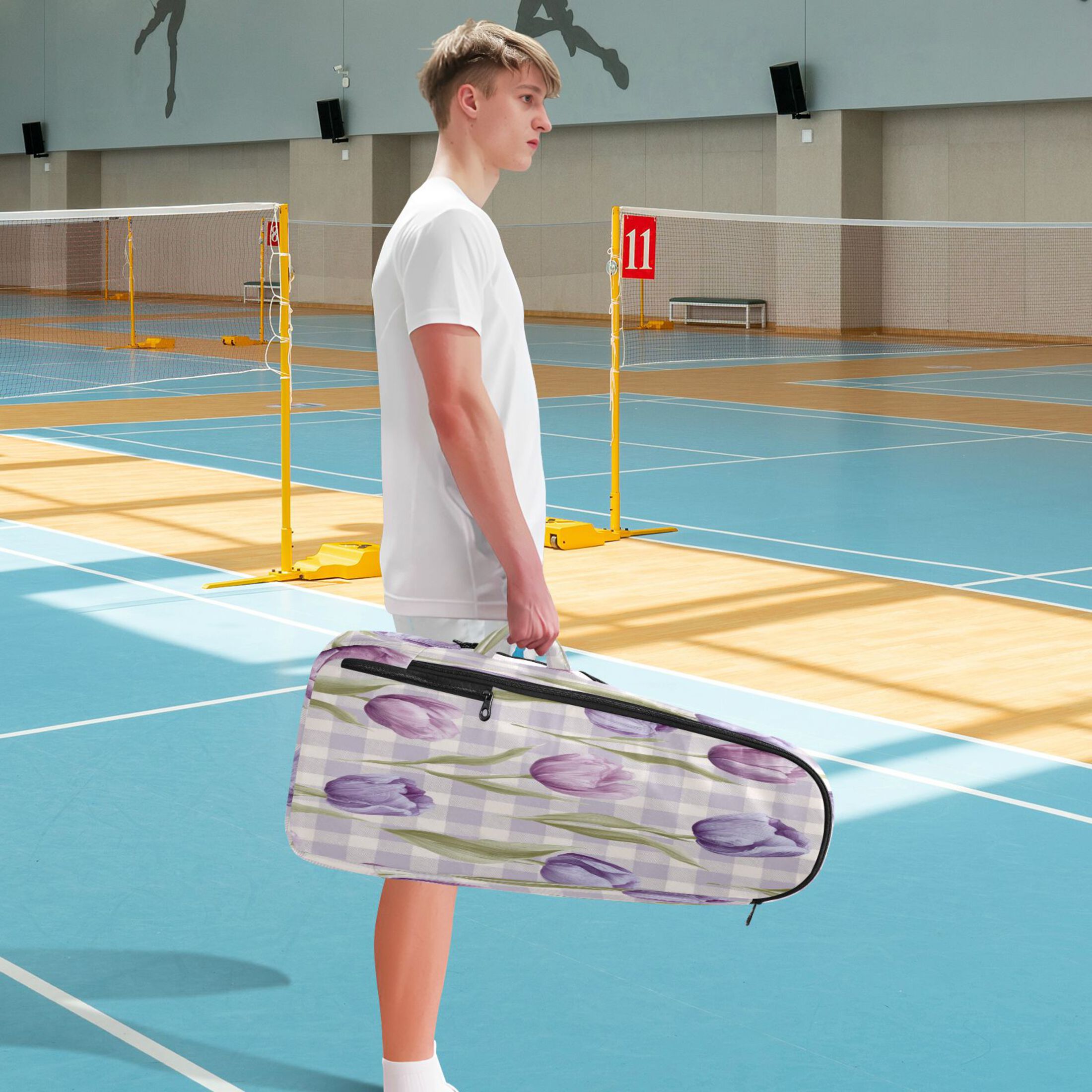 2 Racquet Holder Tennis Backpack Tennis Racket Covers Gym Bags Beautiful Pinkish-purple Tulips