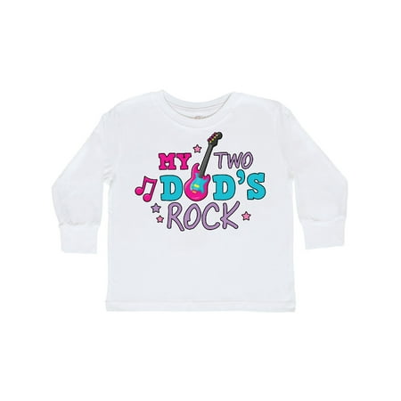 

Inktastic My Two Dads Rock with Guitar Gift Toddler Toddler Girl Long Sleeve T-Shirt