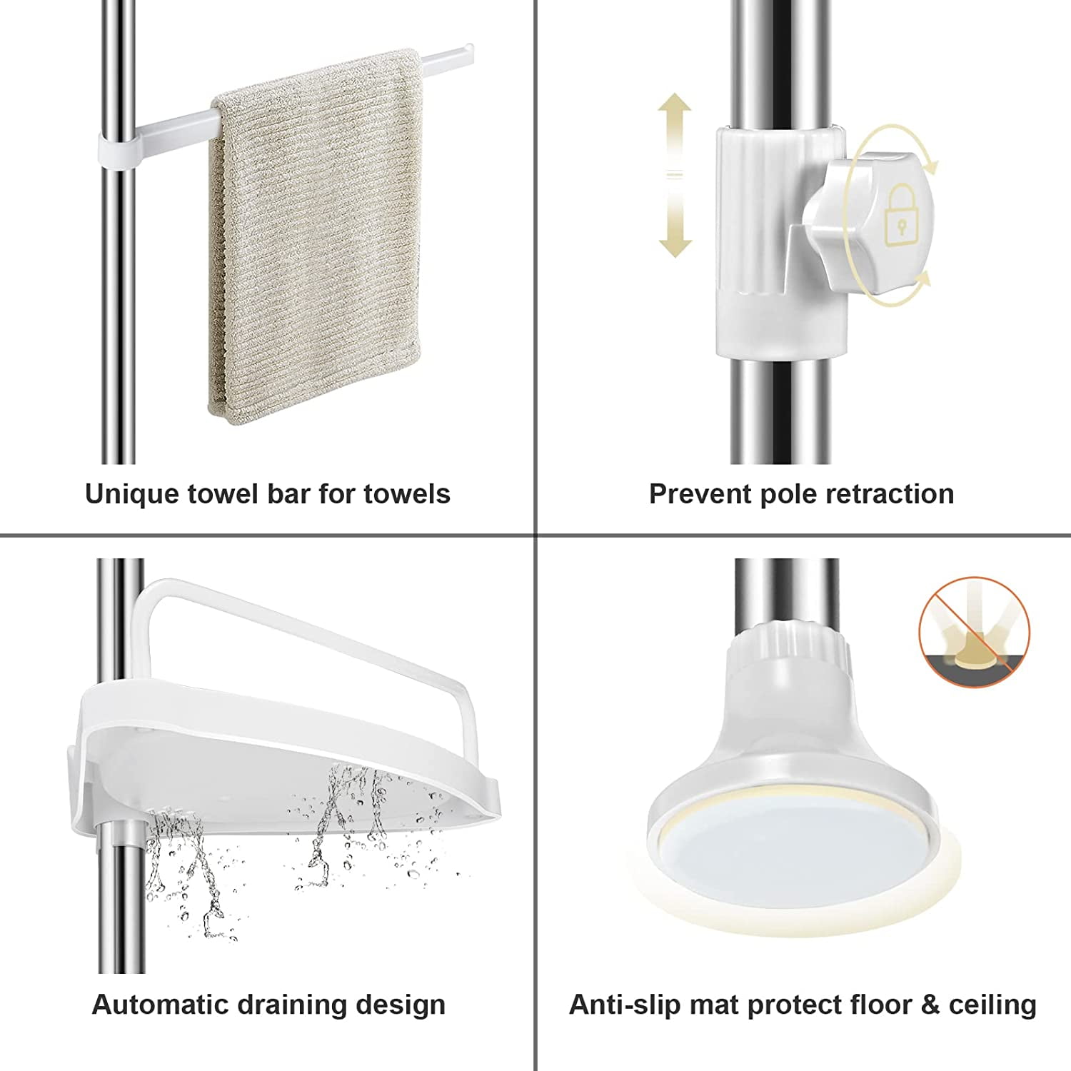 Rust Proof 4Tier Shampoo Storage Organizer for Inside Shower – Hamitor