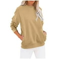 thumbnail image 2 of Frostluinai Crew Neck Sweatshirt for Women Long Sleeve Soft Pullover Solid Color Casual Sweat Shirts Loose Fit Sweatshirts with Pocket, 2 of 5