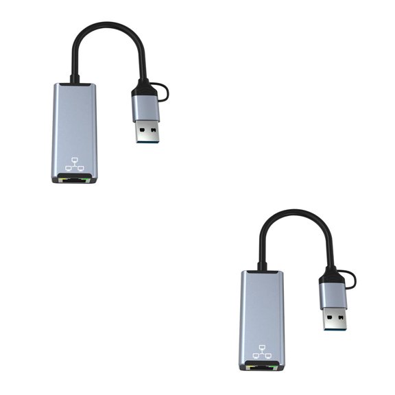 Methold Dispositivo convertidor de adaptador LAN Ethernet RJ45, equipo de tarjeta de red de 100/1000Mb con accesorios extensores de Cable USB de doble 1000M 2piezas