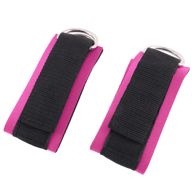 2 Pcs Équipement D\'entraînement Physique Sangle de Cheville Rembourrée Double Anneau en D Poids de Cheville Ajustable Attelle de Soutien pour Entraînement des Jambes Rose Rouge