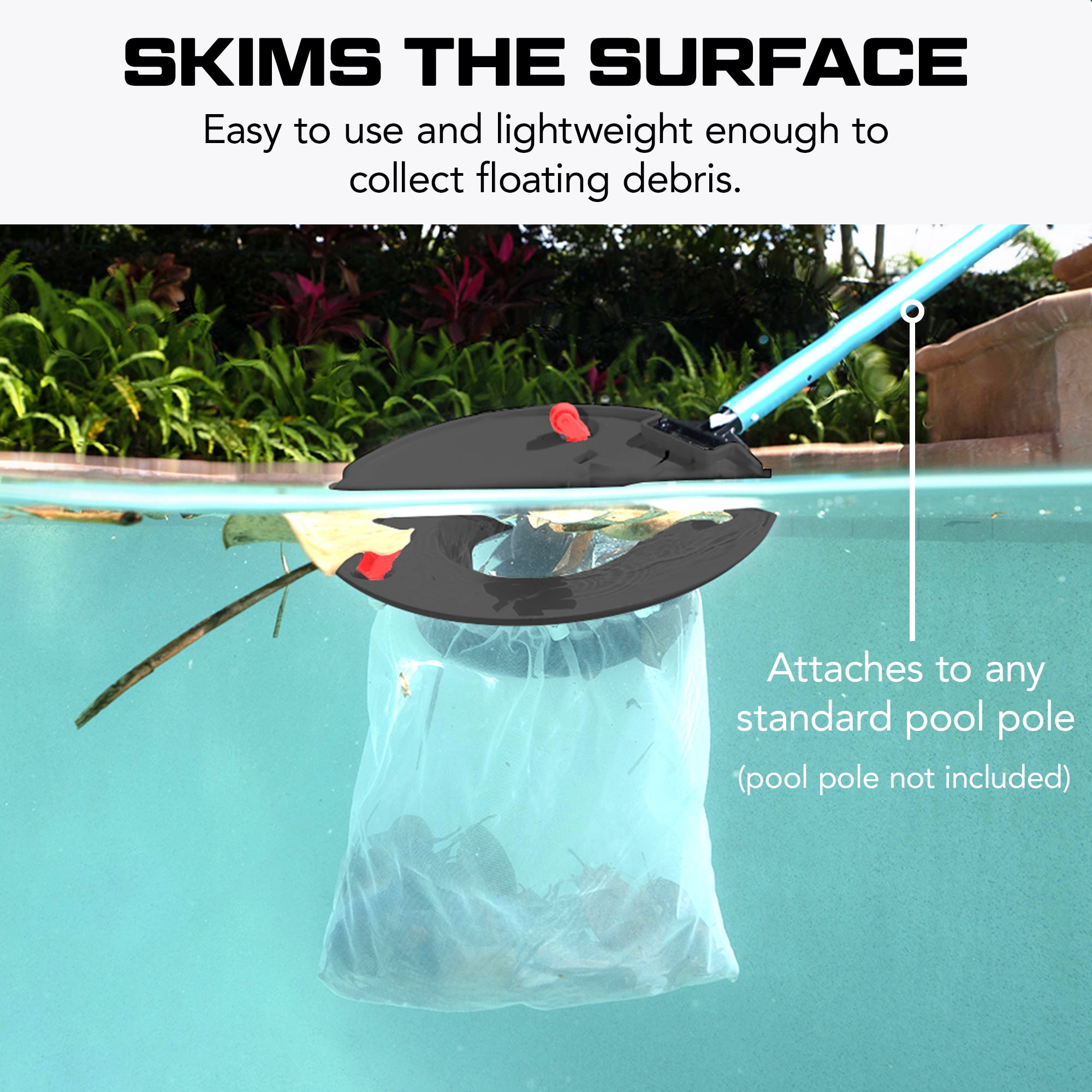 POOL BLASTER Leaf Vac Recharge Cordless Pool Leaf Vacuum & Skimmer, Swimming Pool Leaf Catcher with Heavy Duty Mesh Bag, for Inground and Above Ground Pools