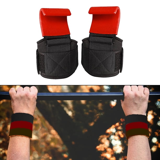 1 ganchos de levantamiento de pesas, muñequeras, correas de agarre para entrenamiento de gimnasia para Fitness rojo shamjiam Ganchos de levantamiento de pesas