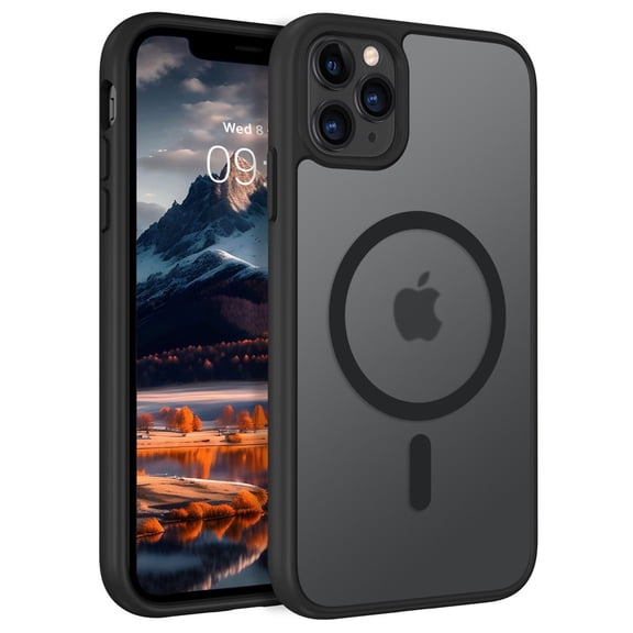 for iPhone 11 Pro Max Case Super Magnetic [Compatible with MagSafe] TPU Protective Translucent Matte Smooth Phone Case for iPhone 11 Pro Max, Black