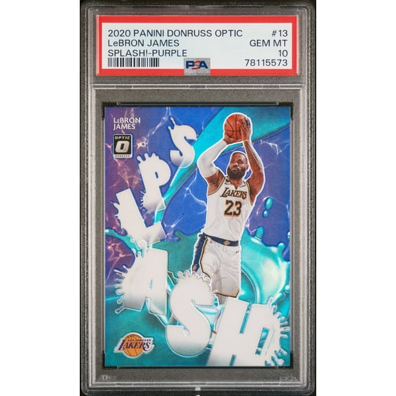 LeBron James 2020 Panini Donruss Optic Splash Purple Card #13 Graded PSA 10