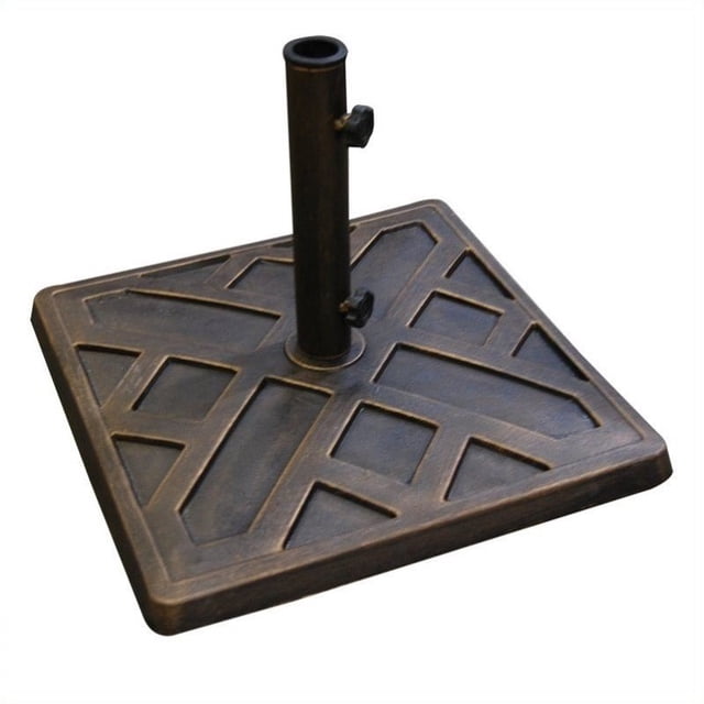 Square Polyresin Metal Umbrella Base in Antique Bronze