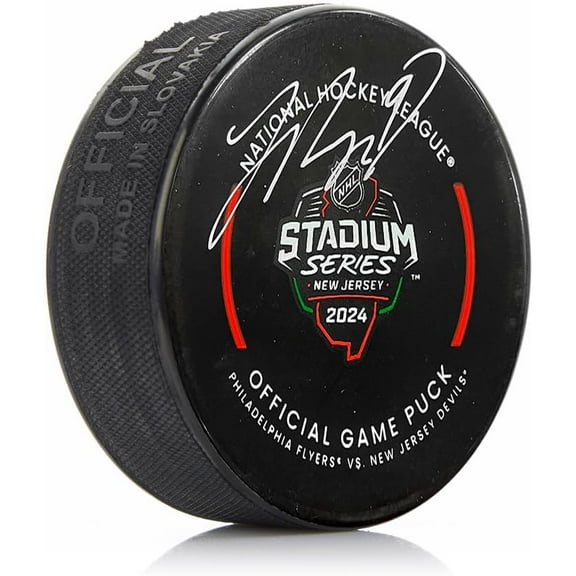 Jamie Drysdale Autographed Philadelphia Flyers 2024 Stadium Series Hockey Game Model Puck
