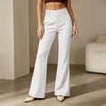 thumbnail image 2 of Rhuody Women Pants Low Waist Wide Leg Solid Color Trousers Retro Bottoms S Wh1, 2 of 5