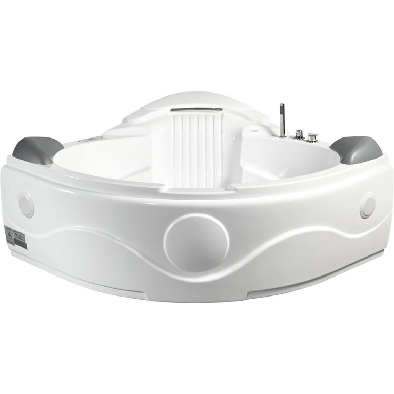 EAGO AM505ETL 61'' 2 Person 14 Jets Corner Waterfall White Whirlpool Bathtub