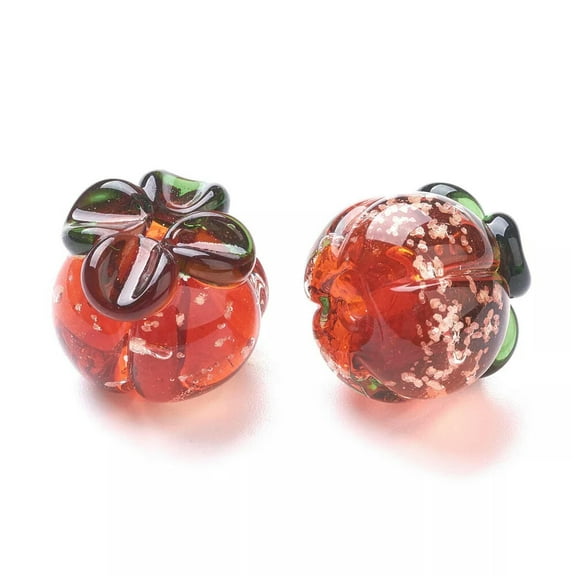 U8MO 5pcs Luminous Handmade Lampwork Beads Pumpkin Spacer Beads Craft Red 19.5x17mm