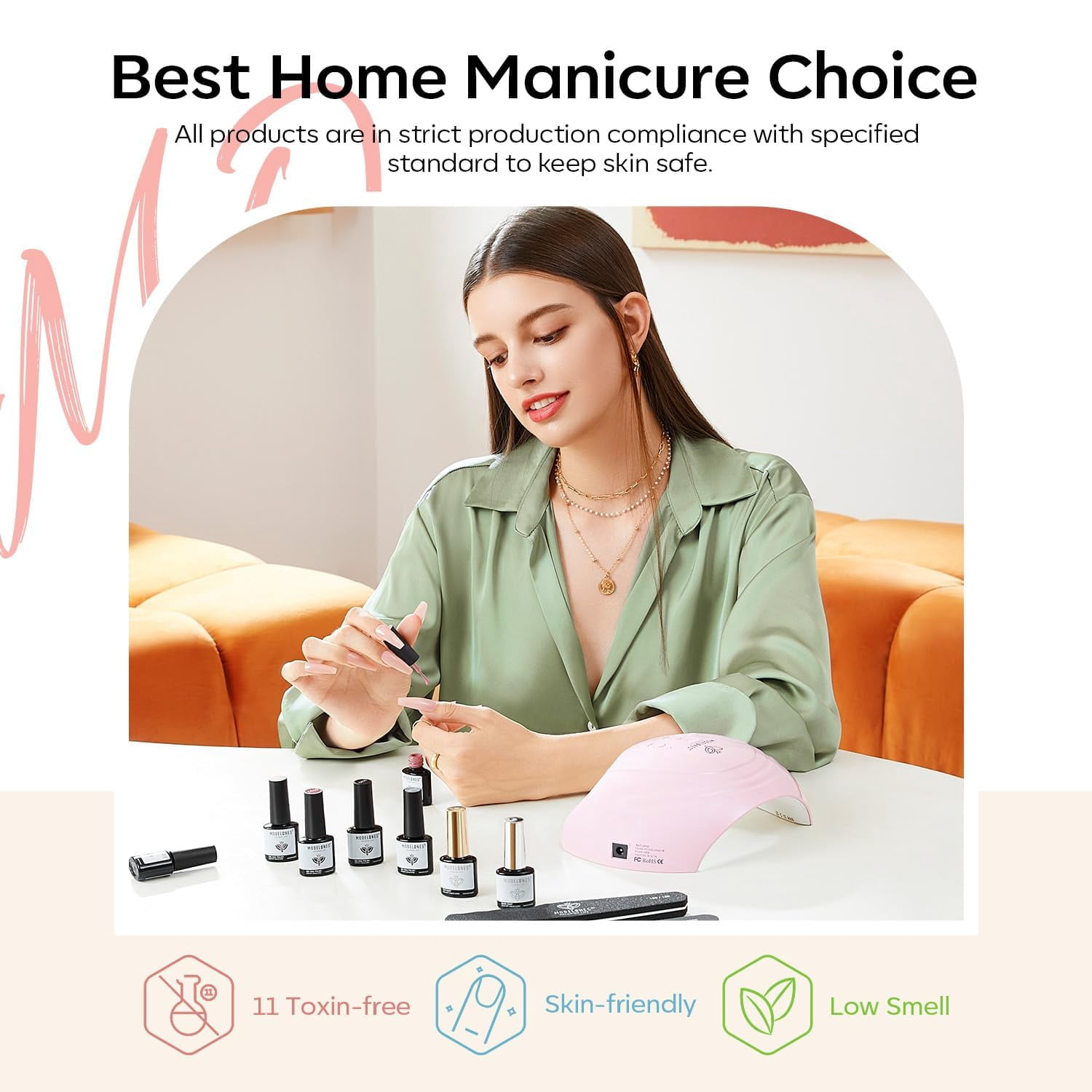 modelones 32 PCS Gel Nail Polish Set, 28 Colors Spring Summer Rainbow Gel Polish with No Wipe Base Coat, Glitter & Glossy & Matte Top Coat Soak Off LED Nail Art Kit Salon at Home