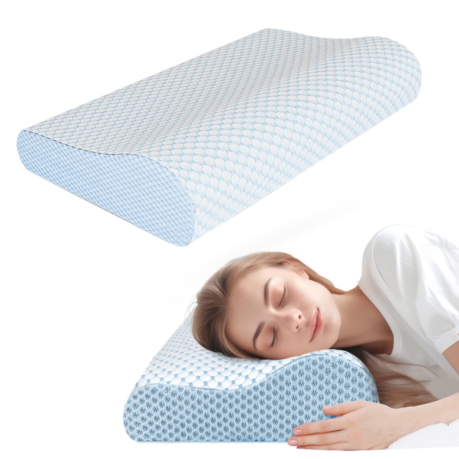LYCAQL Memory Foam Pillows Neck Pillow for Sleeping Ergonomic Cervical Pillow Bed Pillow for Side Back Stomach Sleeper Orthopedic Contour Pillow for Neck and Shoulder Pain Relief