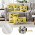 thumbnail image 6 of Bee Happy Pillow Covers 2 Pack Dwarfs Daisy Honey Farmhouse Yellow Plaid Pillowcase Waterproof Outdoor Throw Pillow Cover for Patio Garden Square Cushion 18”x18”, 6 of 9