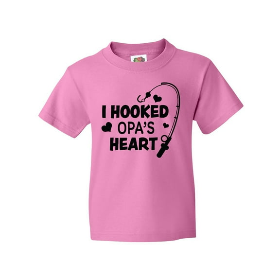 Inktastic I Hooked Opa's Heart with Fishing Rod Youth T-Shirt