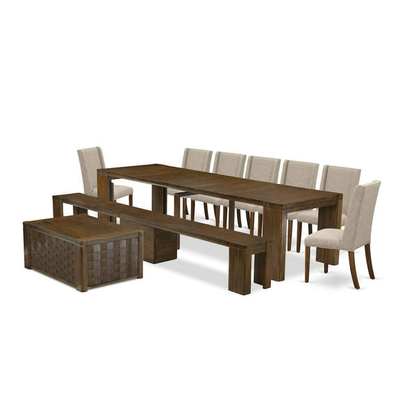 Luxe by East West Furniture 10 Pieces Extendable Dining Set Includes a Rectangle Kitchen Table