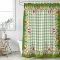 thumbnail image 6 of Easter Shower Curtain, Waterproof Shower Curtains for Bathroom, Rabbit Ears Colorful Eggs Green White Buffalo Plaid Washable Fabric Bathtub Curtain Set Bath Decor with 12 Hooks Extra Long 72"x96", 6 of 6