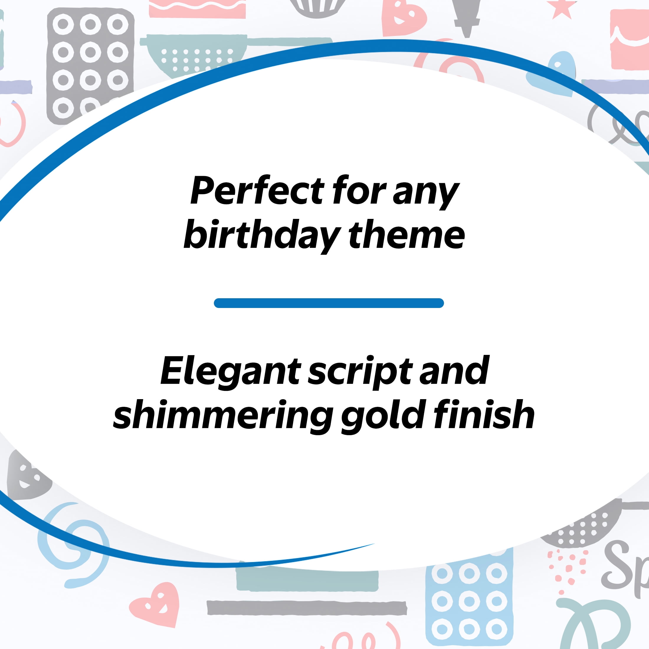(3 pack) Great Value Happy Birthday Candle, Gold, 1 Count