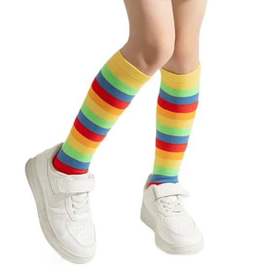 Kids Long Tube Socks Soft & Breathable Cotton Middle Tube Socks Comfortable Calf Length Sock for Baby Girls 3-12 Years