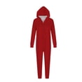 thumbnail image 3 of QIUOMBBP Couple Matching Holiday Onesie Pajamas Christmas Long Sleeve Hooded One Piece Jumpsuits Sleepwear, Red, M, 3 of 5