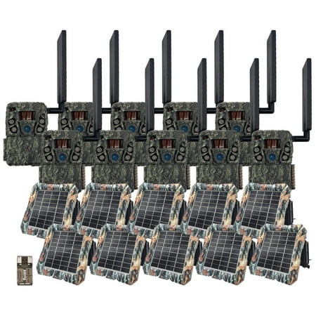 Browning Trail Camera - Defender Wireless Vision Pro HD AI 46MP (10 Pack) Bundle with Solar Power Pack and Card Reader (21 Items)