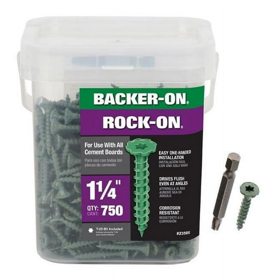 No. 9 x 1.25 in. Star Flat Head Cement Board Screws, Green- Pack of 750