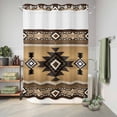 thumbnail image 6 of No Hook Shower Curtain, Brown Southwest Shower Curtains for Bathroom with See Through Top Window, Boho Aztec Ethnic Abstract Geometric Waterproof & Washable Bath Curtain Stall 48"x72", 6 of 9