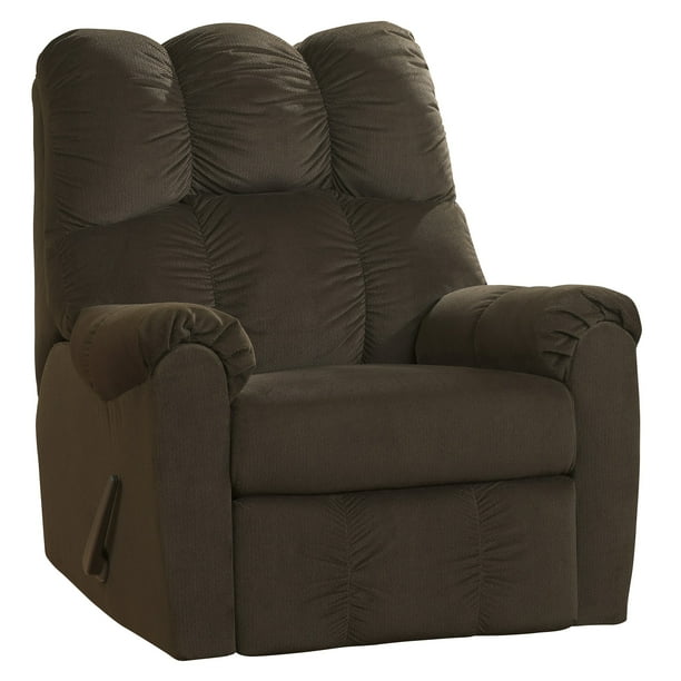 69” Chocolate Brown Fabric Rocker Recliner