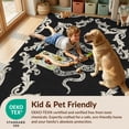thumbnail image 4 of Design&I 9'x12' Washable Area Rug Snag-Free Serpent Motif Distressed Scroll Border Print Round Vintage Snake Playful for Dining Room, Basement, Large Office, 4 of 7
