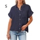 thumbnail image 5 of Blusa de manga corta Minnieouse para mujer color sólido azul oscuro S, 5 of 5